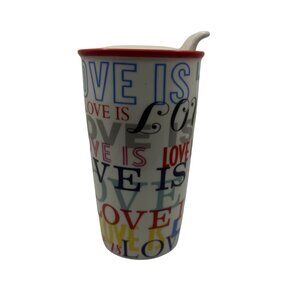 Starbucks Love Is Ceramic Mug With Lid 12 Fl Oz  355 Ml Limited Edition